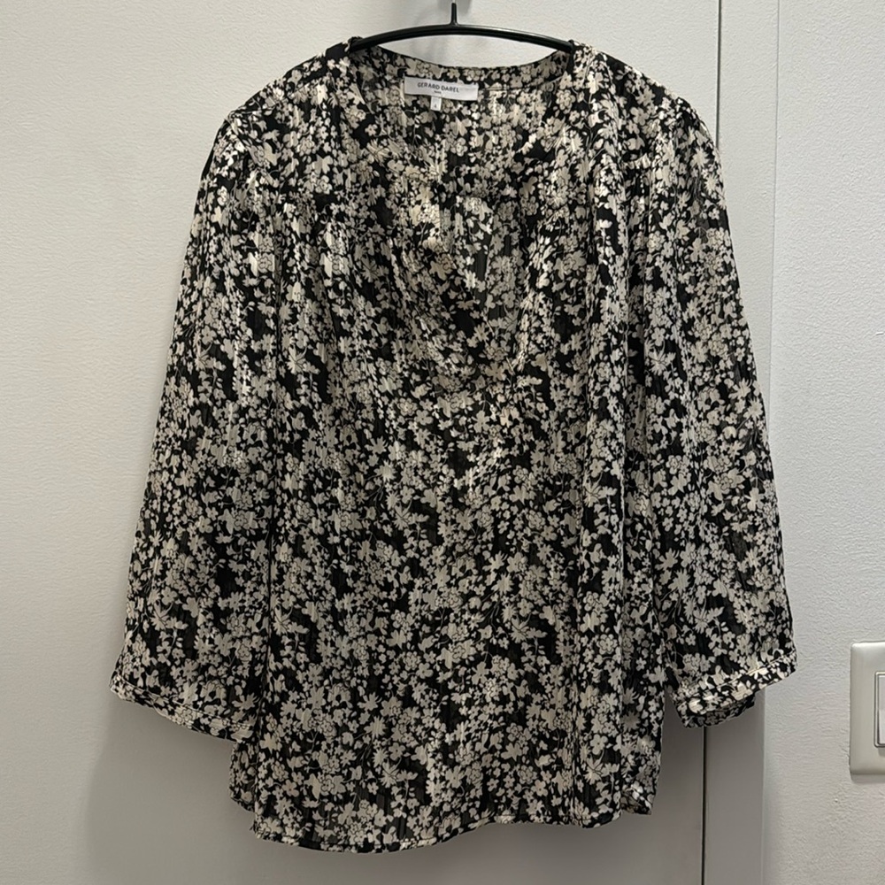 Gerard Darel bracelet length sleeve semi sheer blouse